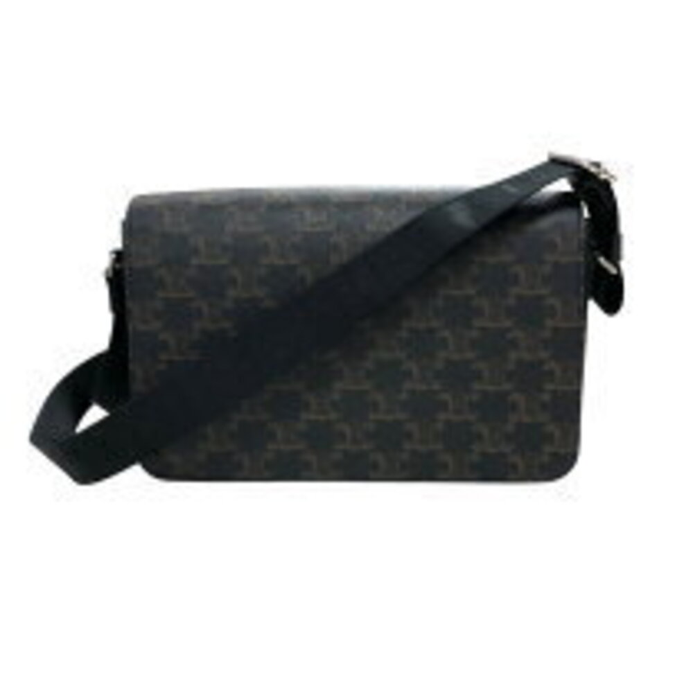 Celine bag Triomphe canvas of flap leather black messenger shoulder